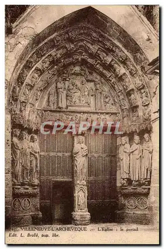 Cartes postales Villeneuve L Archeveque L Eglise le portail