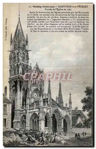 Cartes postales Vezelay Historique Saint Pere sous Vazelay Facade de l eglise en 1795