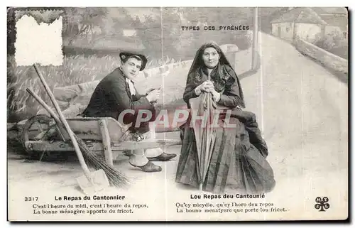 Cartes postales Le Repas du Cantonnier Folklore Costume