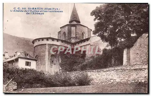 Cartes postales St Savin (Htes Pyz) L Abside de I Eglise et les terrasses de I Abbaye