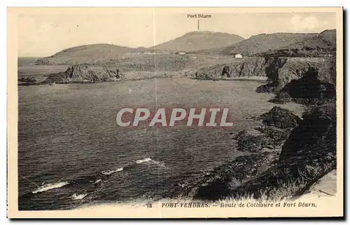 Cartes postales Port Vendres Route de Collioure et Fort Bearn