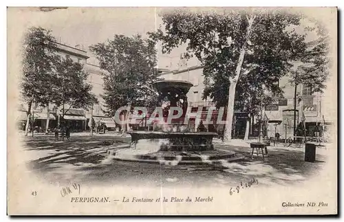 Cartes postales Perpignan La Fontaine et la Place du Marche