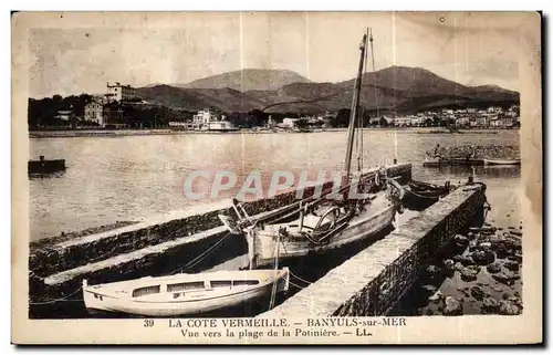 Ansichtskarte AK La Cote Vermeille Banyuls sur Mer Vue vers la plage de la Potiniere Bateau