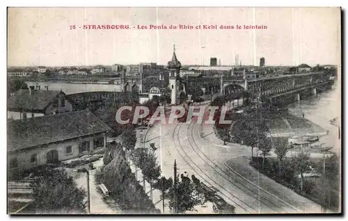 Ansichtskarte AK Strasburg Les Ponts du Rhin et Kehl dans le lointain