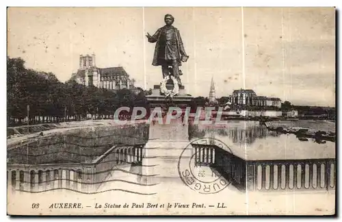 Ansichtskarte AK Auxerre La Statue de Paul Bert et le Vieux Pont