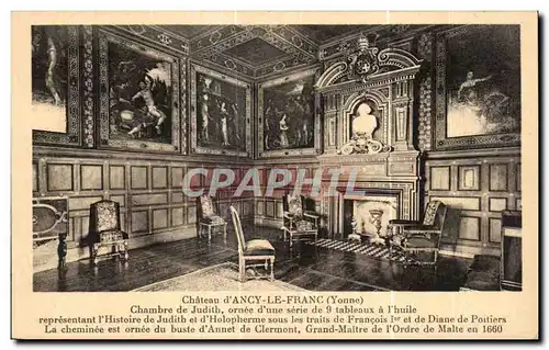 Cartes postales d Chateau Ancy le Franc Chambre de Judith ornne d une serie de tableaux a l huile representant l