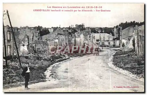 Ansichtskarte AK La Guerre en Lorraine en Gerbeviller Bombarde et incendie par les Allemands Rue Gambetta