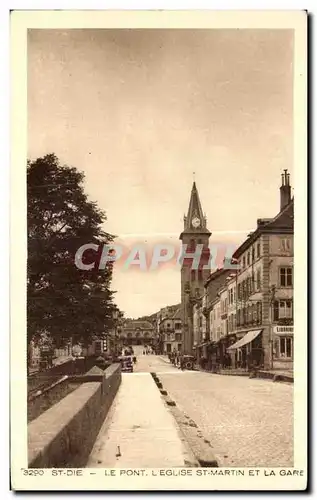 Cartes postales Saint Die Le Pont L Eglise St Martin Et La Gare