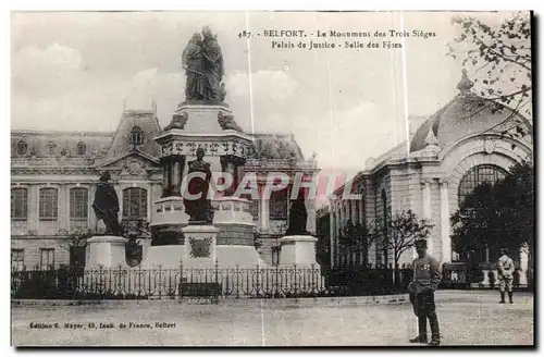 Ansichtskarte AK Belfort Le Monument des Trois Sieges Palais de Justice Salle des fetes