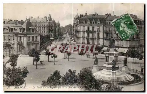 Cartes postales Belfort La Place de la Republique et le Boulevard