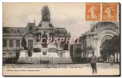 Ansichtskarte AK Belfort Le Monument des Trois Sieges Palais de Justice Salle des Fetes