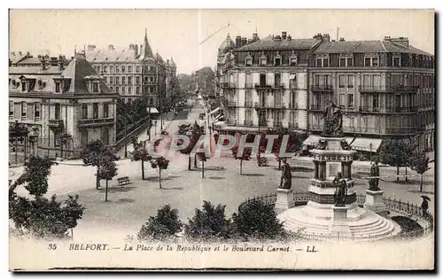 Cartes postales Belfort La Place de la Republique et le Boulevard Carnot