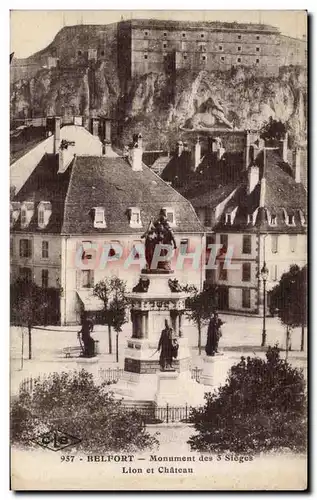 Ansichtskarte AK Belfort Monument des Sieges Lion et Chateau