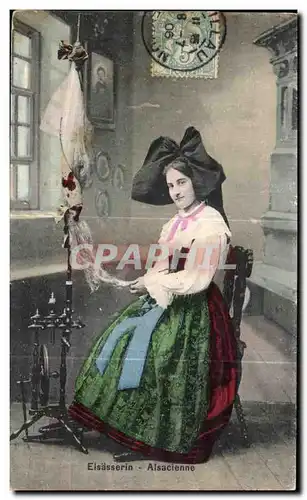 Cartes postales Elsasserin Alsacienne Folklore costume Fileuse