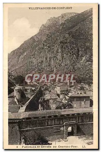 Cartes postales Villefranche de Conflent Panorama et Entree du Chateau Fort