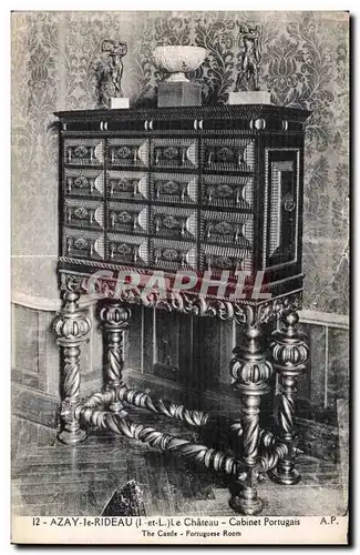 Cartes postales Azay le Rideau Le Chateau Cabinet Portugais The Casstle