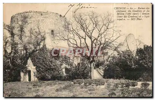 Ansichtskarte AK Chinon Ruines des Chateaux du Coudray et du Milieu Donjon et Logis