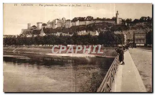 Cartes postales Chinon Vue generale du Chateau et du Pont