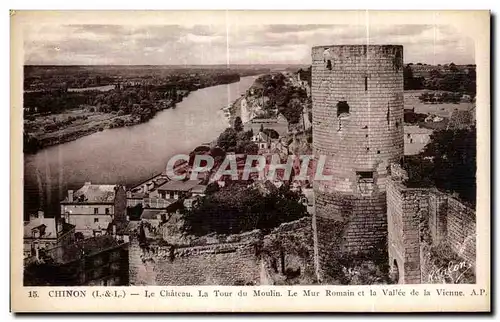 Cartes postales Chinon Le Chateau La Du Moulin Le Mur Romain et la Vallee