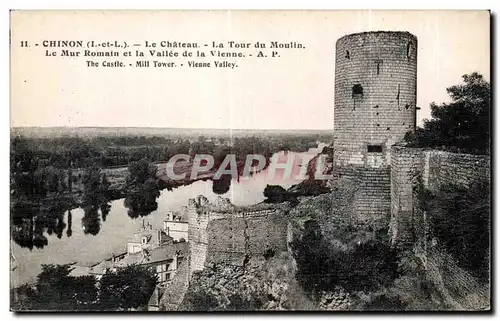 Ansichtskarte AK Chinon Le Chateau La Tour du Moulin Le Mur Romain et la Vallee de la Vienne