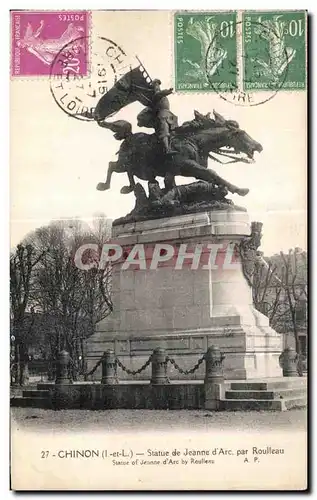 Ansichtskarte AK Chinon Statue de Jeanne d Arc par Roulleau Cheval Horse