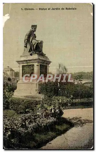 Cartes postales Chinon Statue et Jardin de Rabelais