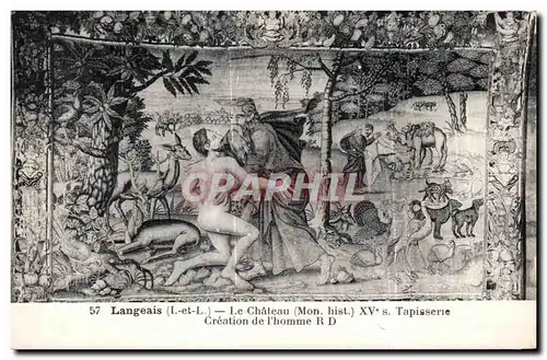 Ansichtskarte AK Langeais Le Chateau Tapisserie Creation de I homme Adam