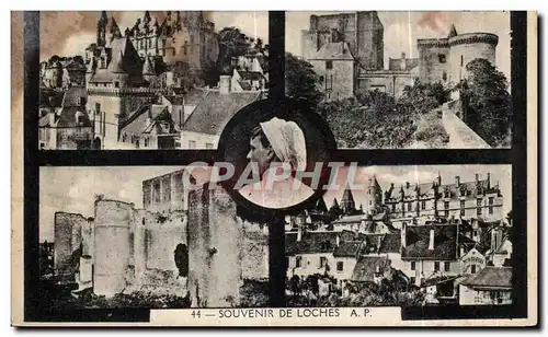 Ansichtskarte AK Souvenr de Loches Coiffure Coiffe Folklore