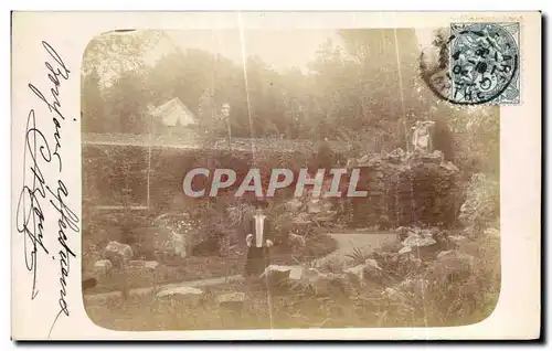 CARTE PHOTO Sarthe Femme dans un jardin Le Mans