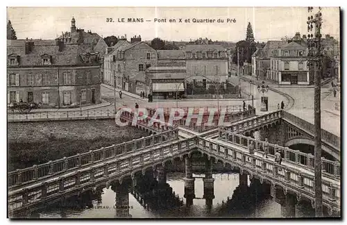 Cartes postales Le Mans Pont en X et Quartier du Pre