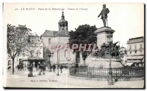 Cartes postales Le Mans Place de la Republique Statue de Chanzy Militaria