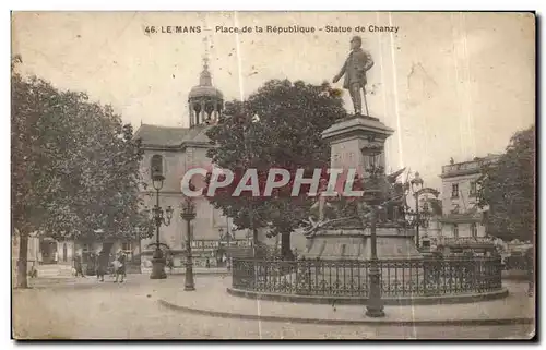 Cartes postales Le Mans Place de la Republique Statue de chanzy Militaria