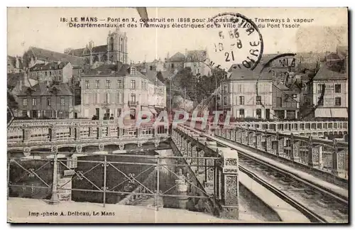 Cartes postales Le Mans Pont en construit en 1898 pour le passage des tramways a vapeur