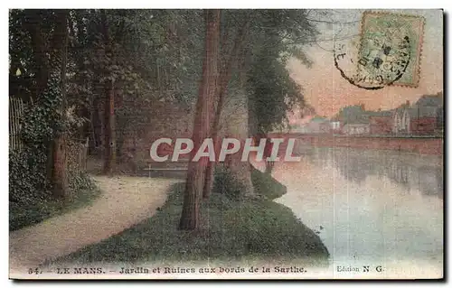 Cartes postales LE Mans Jardin et Ruines aux bords de la Sarthe