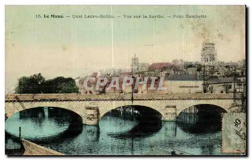 Cartes postales Le Mans Quai Ledru Rollin Vue sur la Sarthe Pont Gambetta