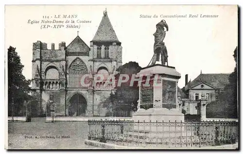 Cartes postales Le Mans Eglise Notre Dame de la Couture (Xl e XlV e Siecles) Statue du Conventionnel Rene Levass