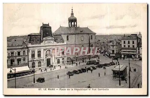 Ansichtskarte AK Le Mans La Place de la Republique et Rue Gambetta