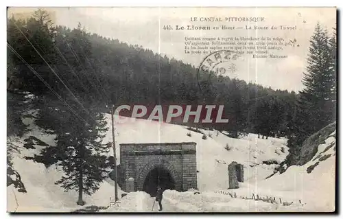 Cartes postales Le Cantal Pittoresque Le Lioran en Hiver La Route du Tunuel Quittant Commer a pegres la blauchau