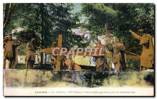 Cartes postales Lourdes La Calvaire VII Station Jesus tombe par terre pour la douxiemo fois