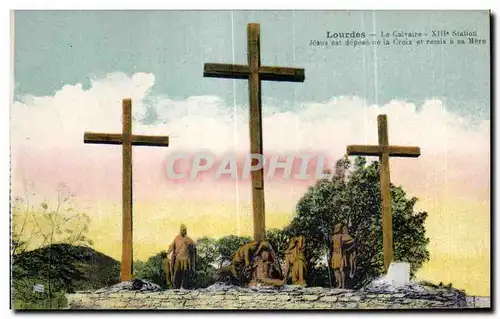 Cartes postales Lourdes Le Calvaire XIII Station Jesus est depose au la Croix et remis a sa Mere