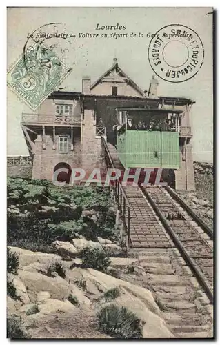 Cartes postales Lourdes LE Funiculaire Voiture au depart de la Gare Superiaitre