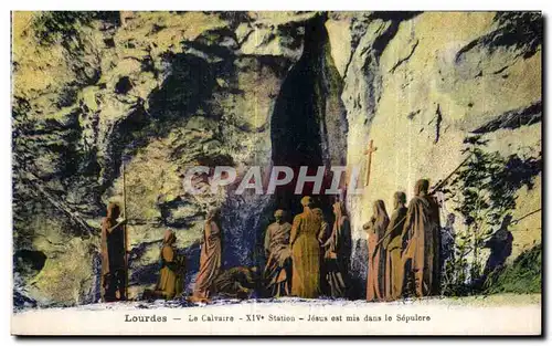 Cartes postales Lourdes Le Calvaire XIV Station Jesus est mis dans le Sopulere