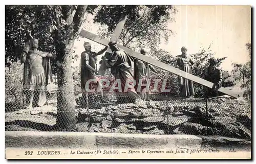 Cartes postales Lourdes Le Calvair (V Station) Simon le Cyreneen aide Jesus a porter sa Croix