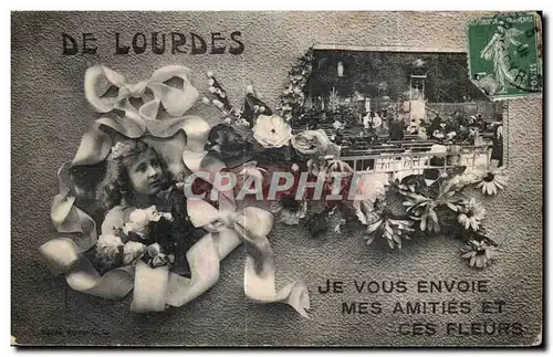 Cartes postales De Lourdes Je Vous Envoie Mes Amities Et ces Fleurs
