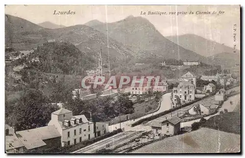 Cartes postales Lourdes La Basilique vue prise du Chemin de fer