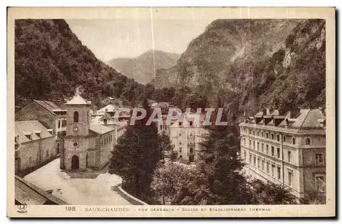 Cartes postales Eaux Chaudes Vue Generale Eglise Et Etablissement Thermal