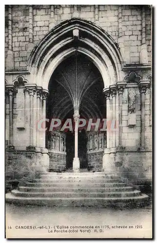 Cartes postales Candes L Eglise Commencee en 1175 achevee en 1215 le porche