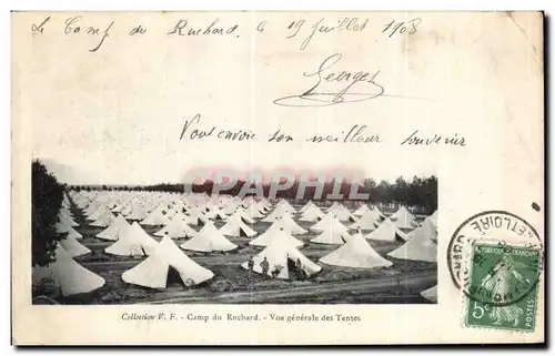 Cartes postales Collection Camp du Ruchard Vue general des Tentes Militaria