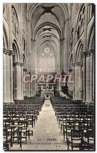 Cartes postales Tours Eglise Saint Jullen Interieur