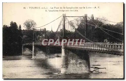 Cartes postales Tours Pont surpendu sur la Loire cote Saint Symphorien